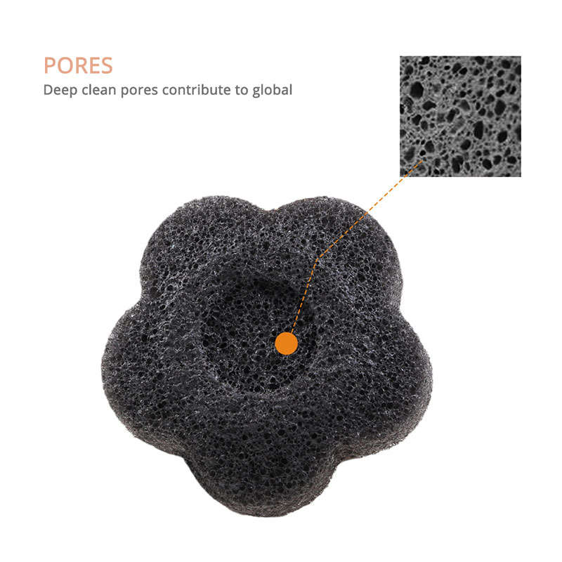 konjac sponge flower shape black detail