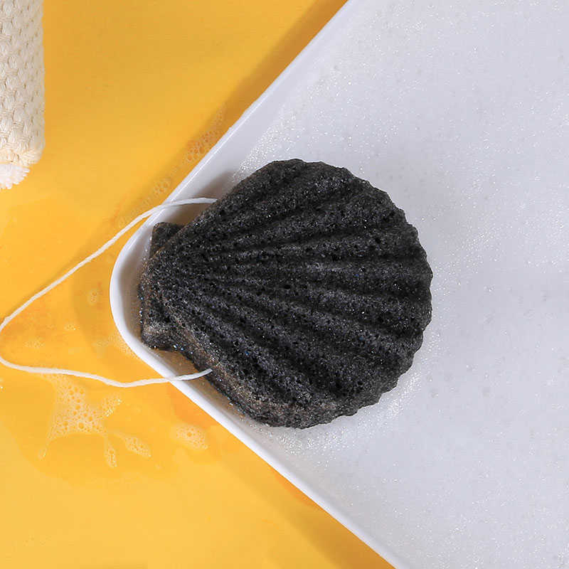 scallop shape konjac sponge black 1