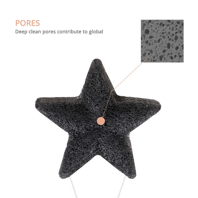 star shape konjac sponge black detail