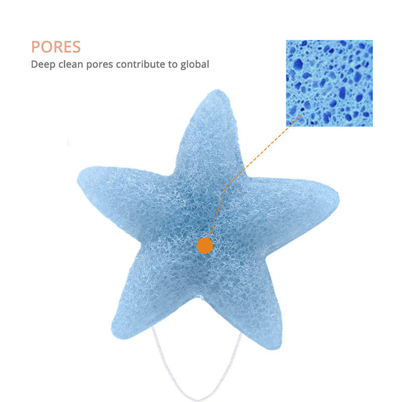 star shape konjac sponge blue detail