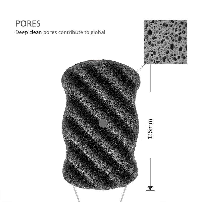 wave shape konjac sponge black detail