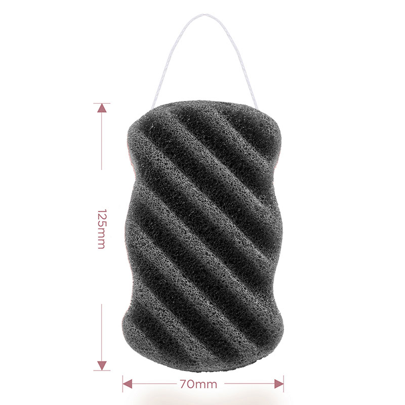 wave shape konjac sponge black size