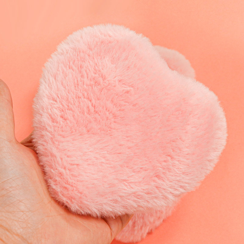 Face Powder Puff Cotton Velour Love Shape with Strap