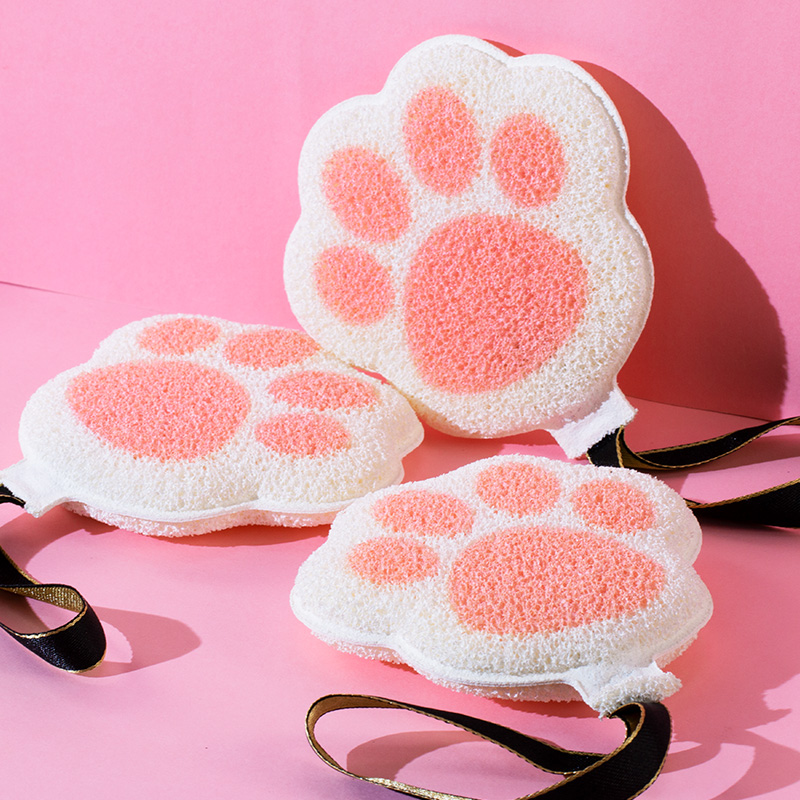 Cute Palm Style Baby Kids Cleansing Sponge Super Soft face cleanser makeup removal pads with hanger